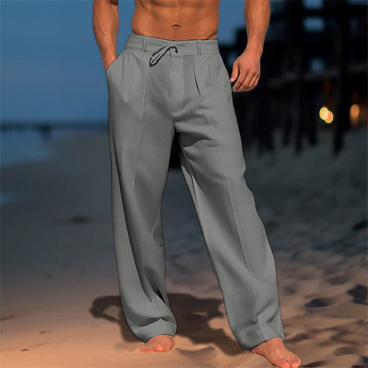 🏖️👖 【S–3XL】😍 Lniane luźne spodnie męskie w dużych rozmiarach, wygodne i przewiewne, idealne na co dzień i na wakacje