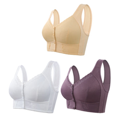 🎁（3 buc）💕🎁【45kg-155kg】Sutien supradimensionat, respirabil, din bumbac moale, cu nasturi frontali