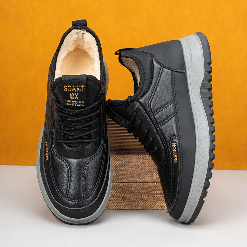 ⛄🔥【39-45】2025 Χειμερινά νέα ανδρικά casual αθλητικά παπούτσια Γνήσιο δέρμα αδιάβροχα φανελένια παπούτσια με μαλακή σόλα