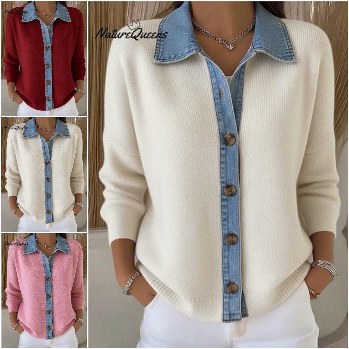 🔥【S-3XL】2025 Nowy patchworkowy kardigan z jeansu