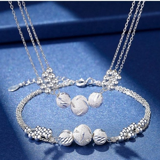 🔥【Colier + Brățară】✨Set de bijuterii colier cu transfer de argint gravat