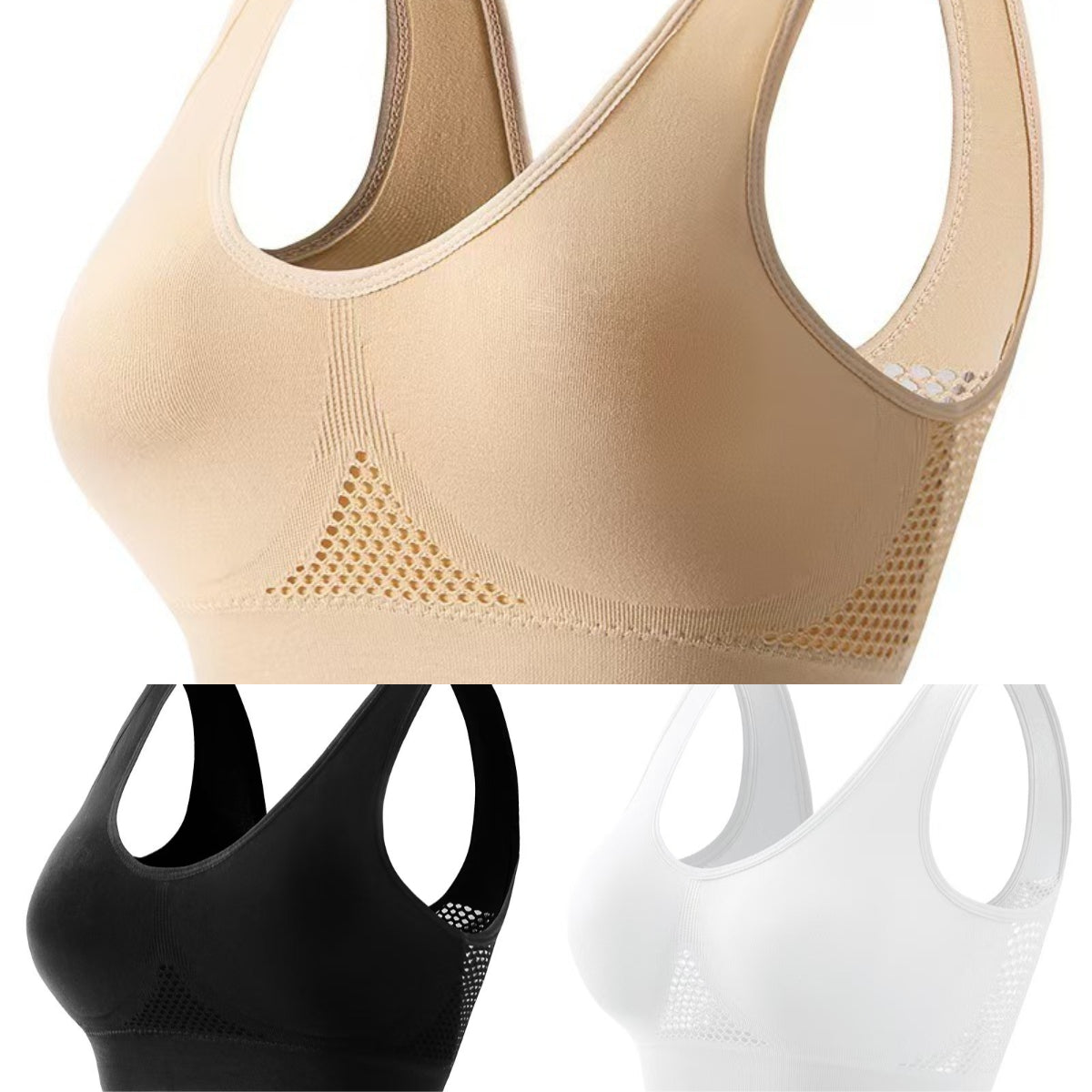 🥰【3 sztuki】Oddychający i chłodny biustonosz w dużym rozmiarze ✨❤️【40-120KG】