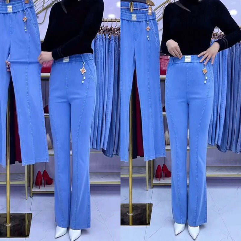 👖【S-4XL】 2025, primăvară și vară Xinjuan, blugi de damă stretch cu talie înaltă
