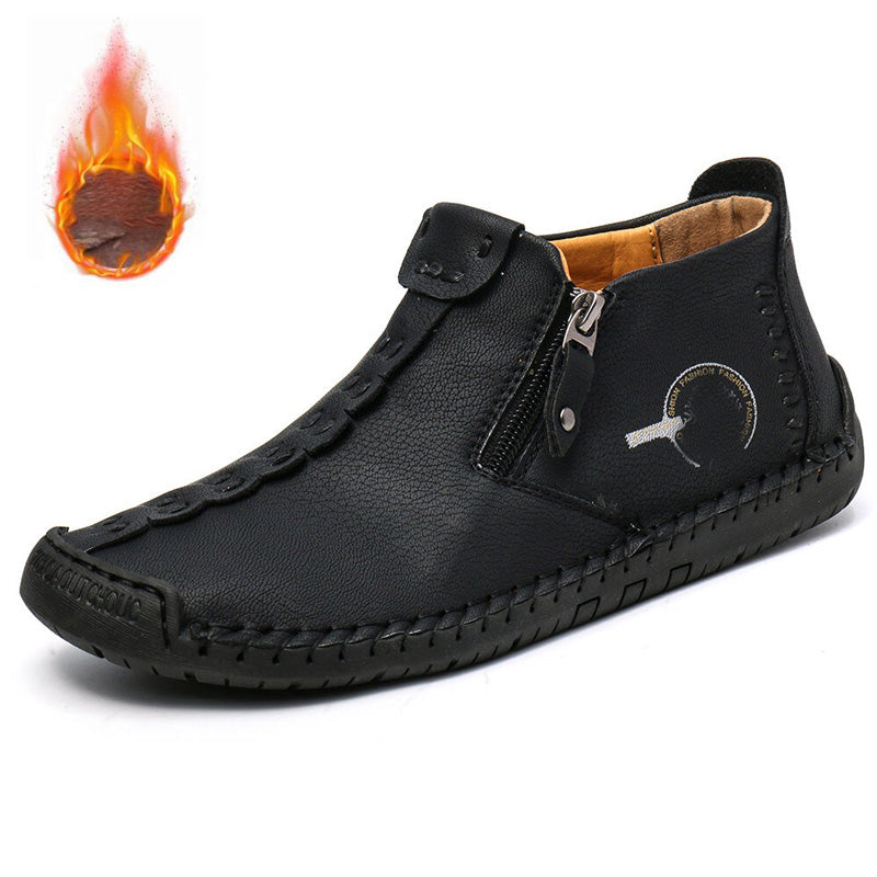 🔥🥾【38-48】Nowe zimowe męskie buty Martin z podszewką z futra i zamkiem błyskawicznym