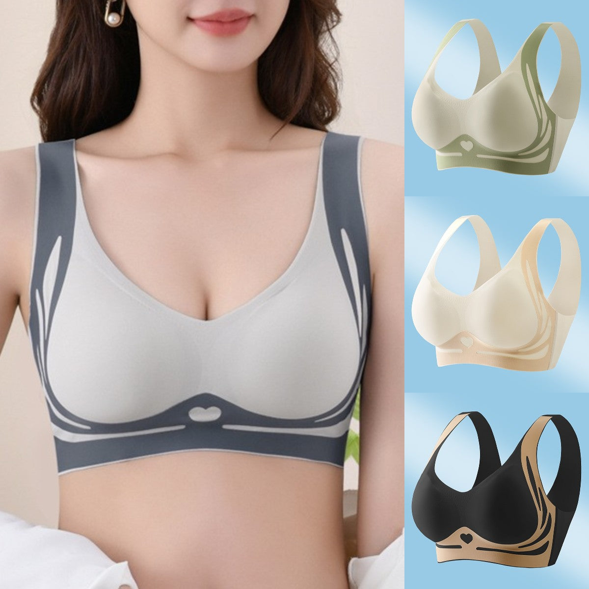 😍【Zestaw 4】Biustonosz bez drutów dla kobiet, jednolity❤️【40-85KG】