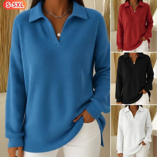 💥🥼 Novi elegantni jednobojni ležerni pulover s preklopnim ovratnikom, dugih rukava i zadebljanog materijala