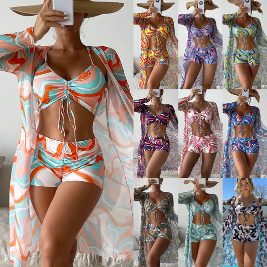 🏖️👙🌴【S-XL】Set de costume de baie cu imprimeu pentru vacanța la plajă 2025