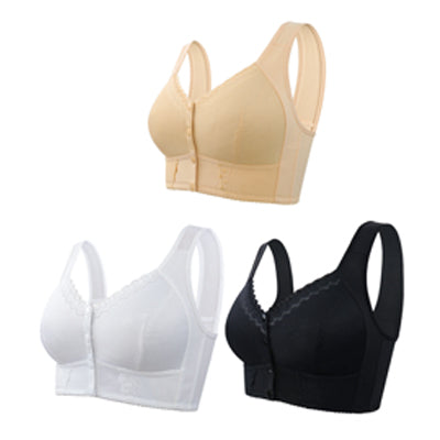 🎁（3 buc）💕🎁【45kg-155kg】Sutien supradimensionat, respirabil, din bumbac moale, cu nasturi frontali