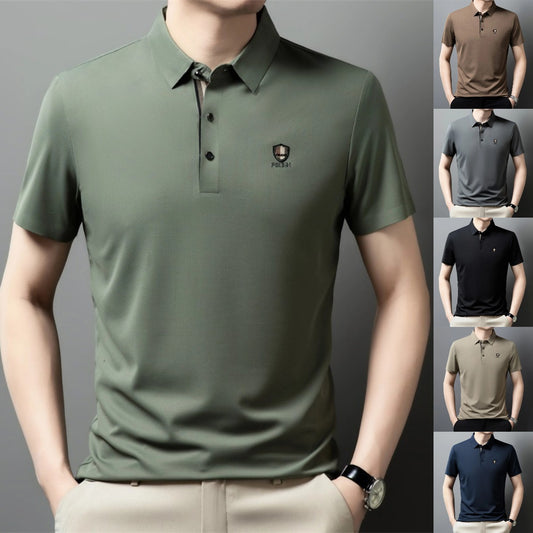 ✨✨【M-4XL】2025 Lodowa jedwabna koszulka polo z półrękawkiem na co dzień