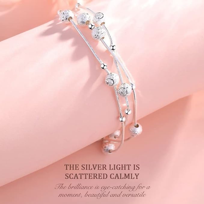 ✨✨Brățară de mărgele norocoase din argint 999 cu design gravat