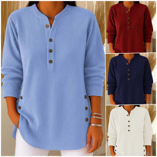 Ženski enobarvni ležerni ohlapni pleteni pulover z dolgimi rokavi in okroglim izrezom (S-4XL)