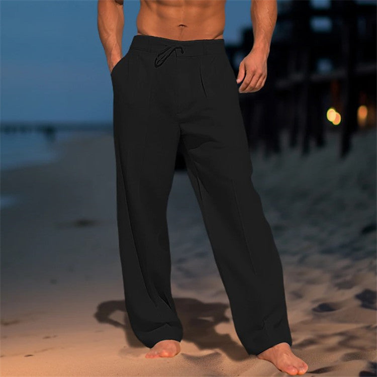 🏖️👖 【S–3XL】😍 Lniane luźne spodnie męskie w dużych rozmiarach, wygodne i przewiewne, idealne na co dzień i na wakacje