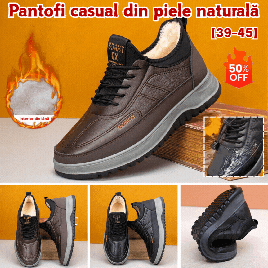 ⛄🔥【39-45】2025 Χειμερινά νέα ανδρικά casual αθλητικά παπούτσια Γνήσιο δέρμα αδιάβροχα φανελένια παπούτσια με μαλακή σόλα