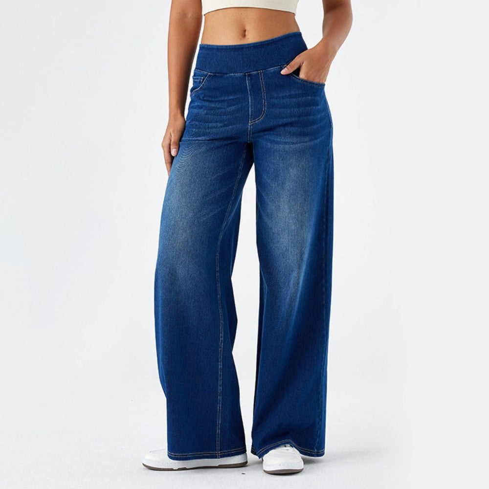 🥇Nowe wiosenne damskie dżinsy z wysokim stanem i szeroką nogawką – elegancki i modny design