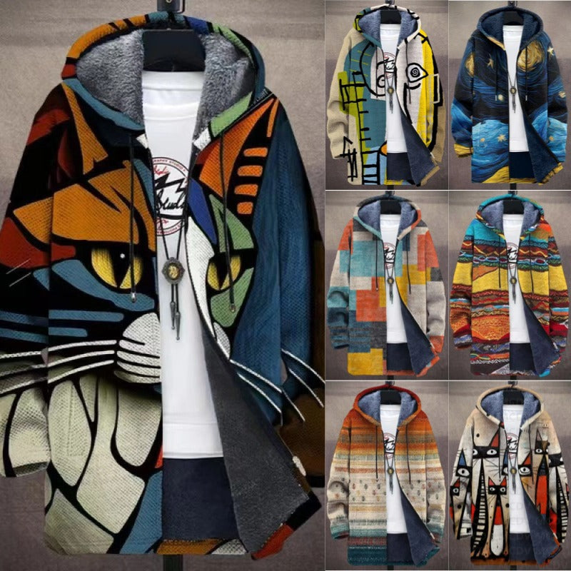 【S-4XL】Moška topla jesensko-zimska jakna iz debele volne in žameta za večje velikosti