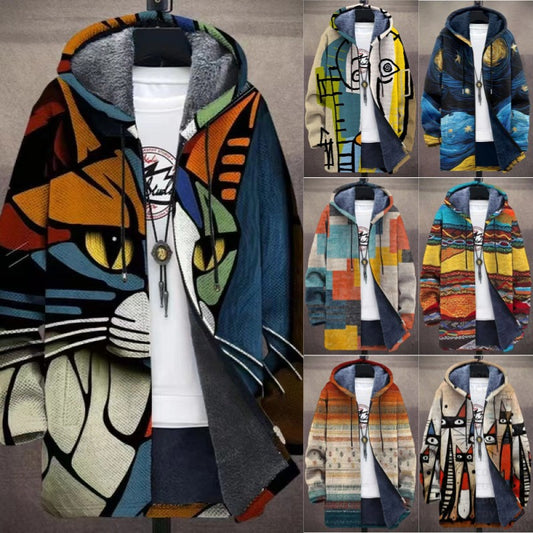 【S-4XL】Moška topla jesensko-zimska jakna iz debele volne in žameta za večje velikosti