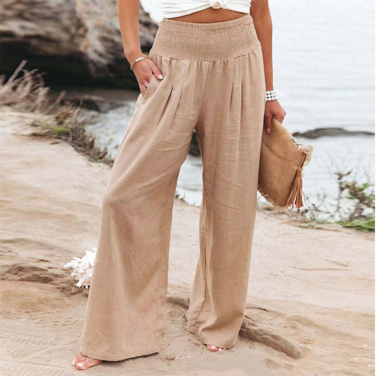【S-3XL】Swobodne spodnie z bawełny i lnu z szerokimi nogawkami