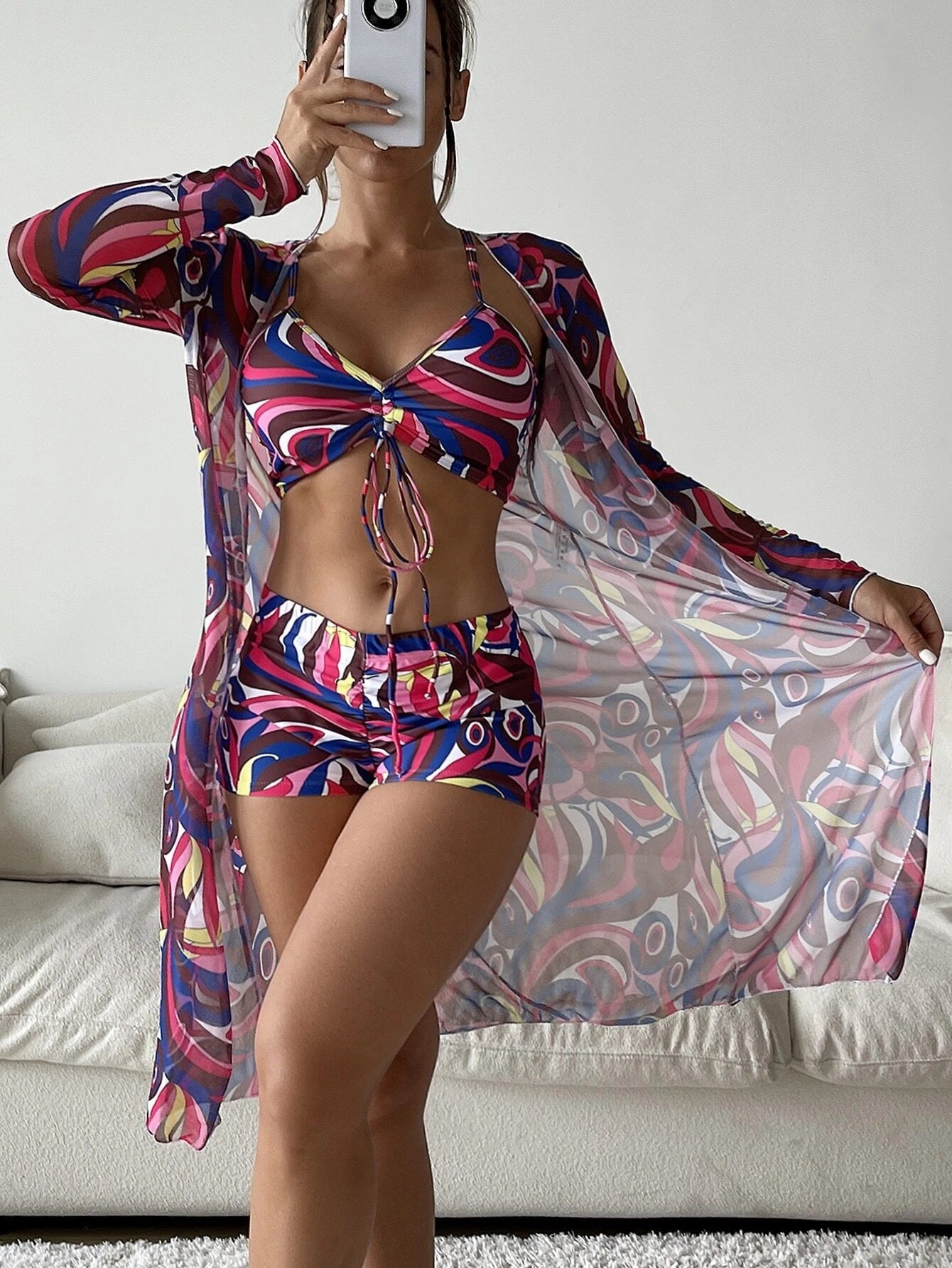 🏖️👙🌴【S-XL】Set de costume de baie cu imprimeu pentru vacanța la plajă 2025