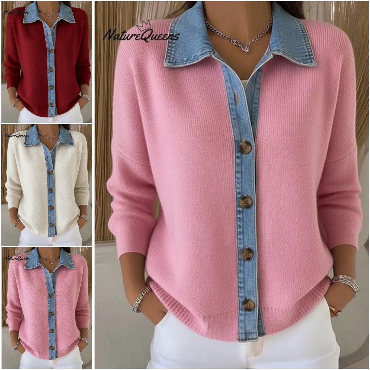 🔥【S-3XL】2025 Nowy patchworkowy kardigan z jeansu