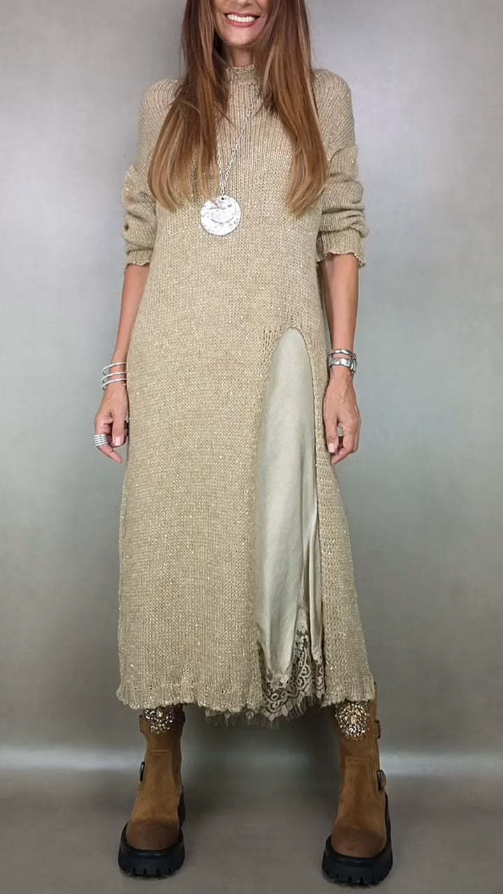 【XS-3XL】 s prorezima, pulover dizajn, dvo-dijelni komplet haljina-pulover s trakicama i prorezom