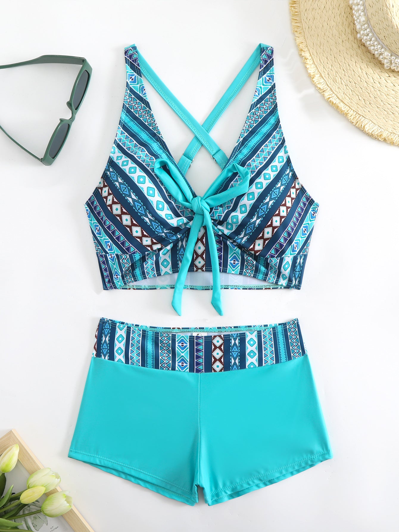 🏊‍👙🌴 Costum de baie elegant, mărime mare, cu imprimeu