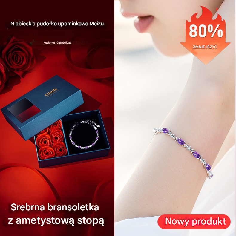 💞💜Srebrna bransoletka z ametystem