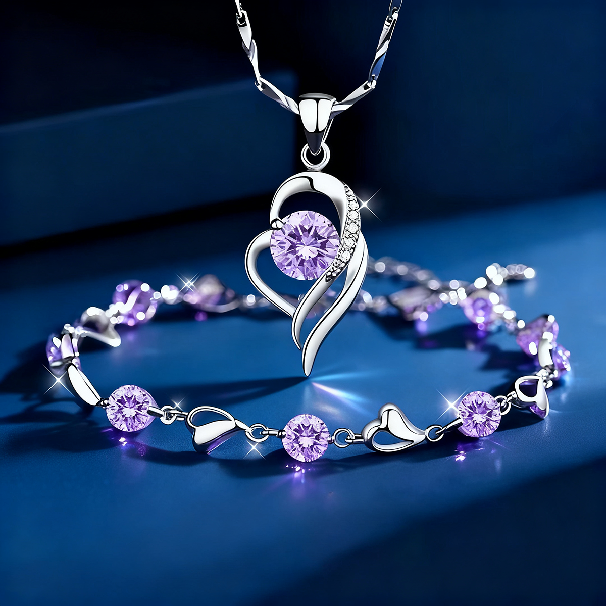 ✨💎💎【Zapestnica + ogrlica】Komplet zapestnice in ogrlice Srce oceana