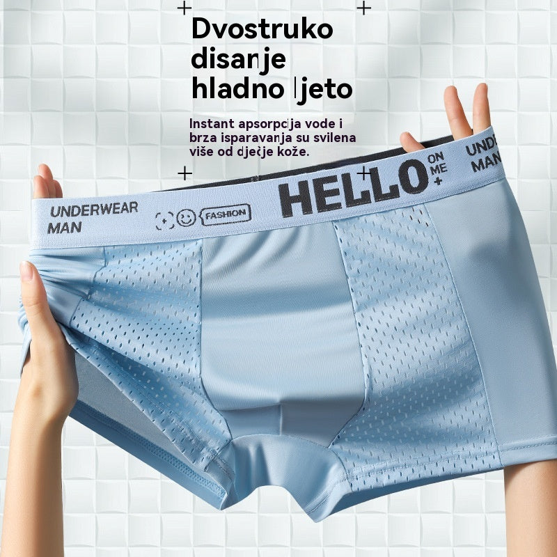 🔥【Compre 3 y obtenga 3 gratis】Calzoncillos bóxer de malla transpirable de seda helada para hombre