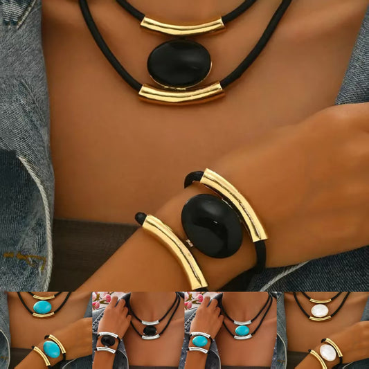 ✨🔥 【Kupite 1, dobijte 1 gratis】【Ogrlica + Nakit za ruke】Set ogrlice i narukvice s dragim kamenjem u boemskom stilu