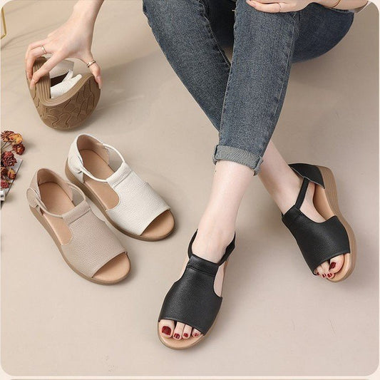 【35-40】Vara nou retro plat confortabil gura de peste sandale romane