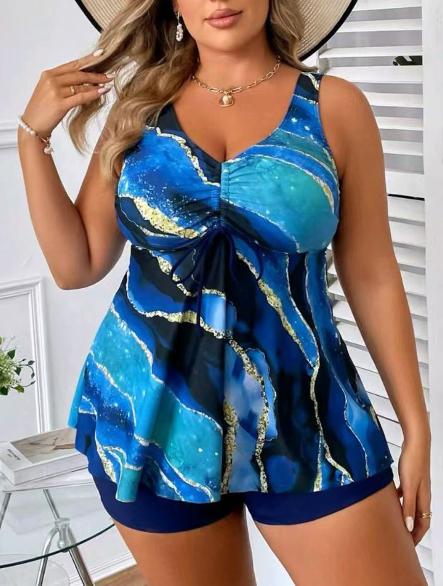 🏖️👙🌴【S-5XL】Costum de baie elegant, mărime mare, cu imprimeu