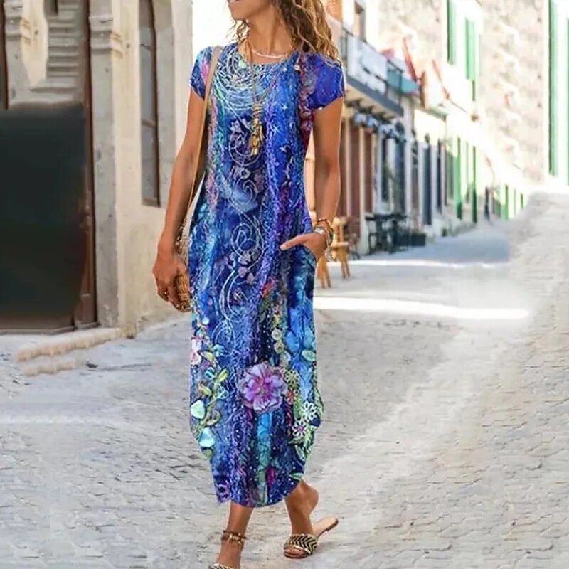 [S-3XL] Rochie lungă cu imprimeu, nouă, 2025 
