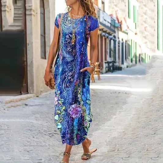 [S-3XL] Rochie lungă cu imprimeu, nouă, 2025 