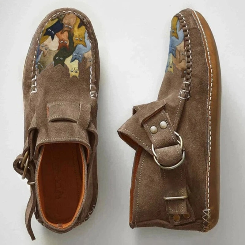 【35-43】Martin cizme din piele moale fermoar plat pantofi de dama la modă
