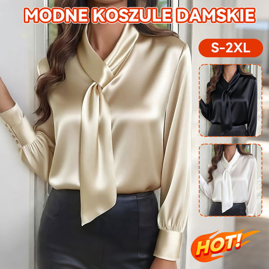 🔥【S-2XL】Jednobojna, elegantnog dizajna, košulja dugih rukava s vrpcom