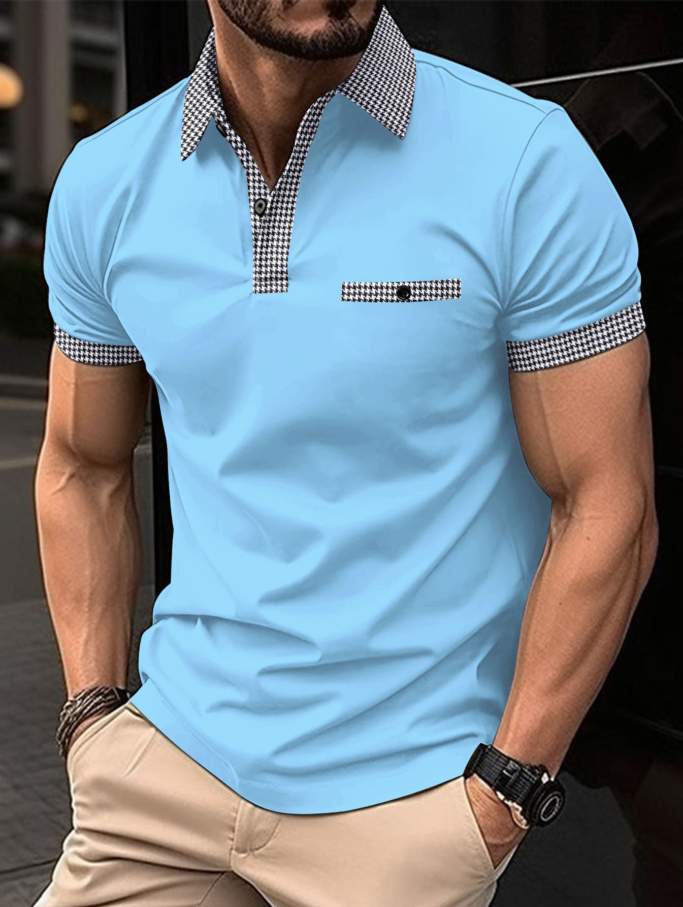 Promocja na 2025 rok💥👔【S-3XL】Letnia męska bluza polo z guzikami i blokiem kolorów