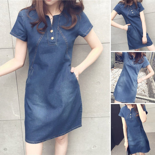 🔥🔥🥰【35-110kg】2025 noua moda de vara rochie casual din denim